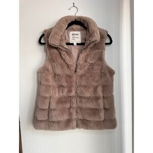 Dylan Los Angeles Faux Fur Vest Zip Front Pockets Women's Size M